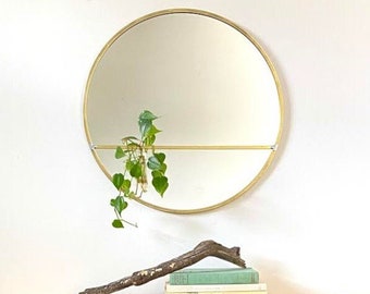 Cirkel spiegel plant voortplanting reageerbuis vaas handgemaakte 18" ronde muur spiegel moderne messing metalen frame huis plant snijden bloem propagator