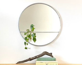 Circle Mirror Plant Propagator Handmade 18" Round Wall Mirror Modern Silver Metal Frame Flux Glass House Plant Flower Vase Propagation