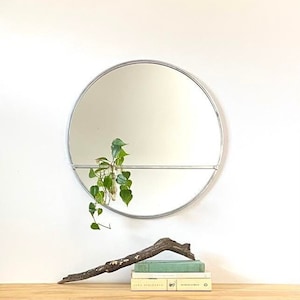 Circle Mirror Plant Propagator Handmade 18 Round Wall Mirror Modern Silver Metal Frame Flux Glass House Plant Flower Vase Propagation image 1