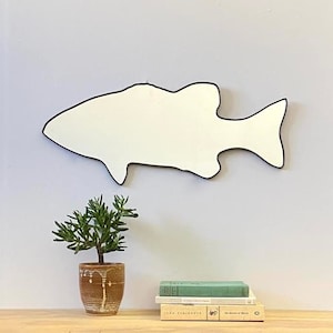 Smallmouth Bass Mirror / Handmade Wall Mirror Art Shape Outline Fly Fishing Angling Gift For Angler Fisherman Lake House Decor Cabin image 1