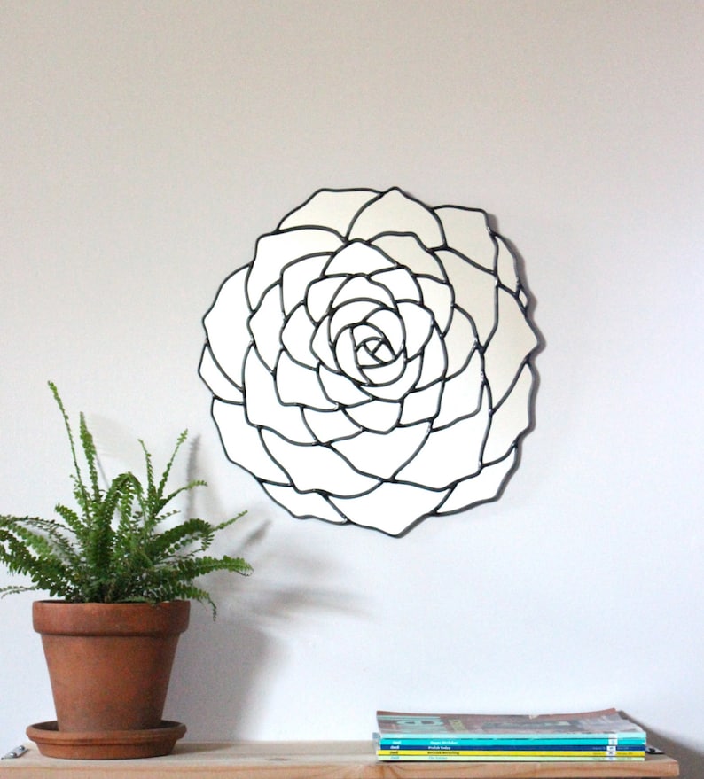Succulent Flower Wall Mirror Organic Round Oval Handmade Plant Art