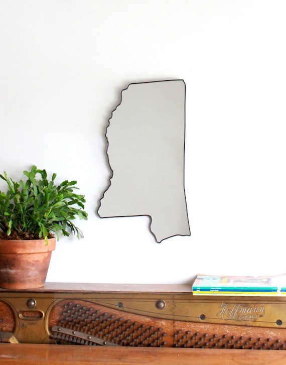 Mississippi Mirror / Wall Mirror State Outline Silhouette Shape Wall Art Decor MS