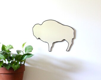 Buffalo Mirror Bison Wall Mirror Wall Art Cabin Hunting Lodge Decoración Suroeste Occidental