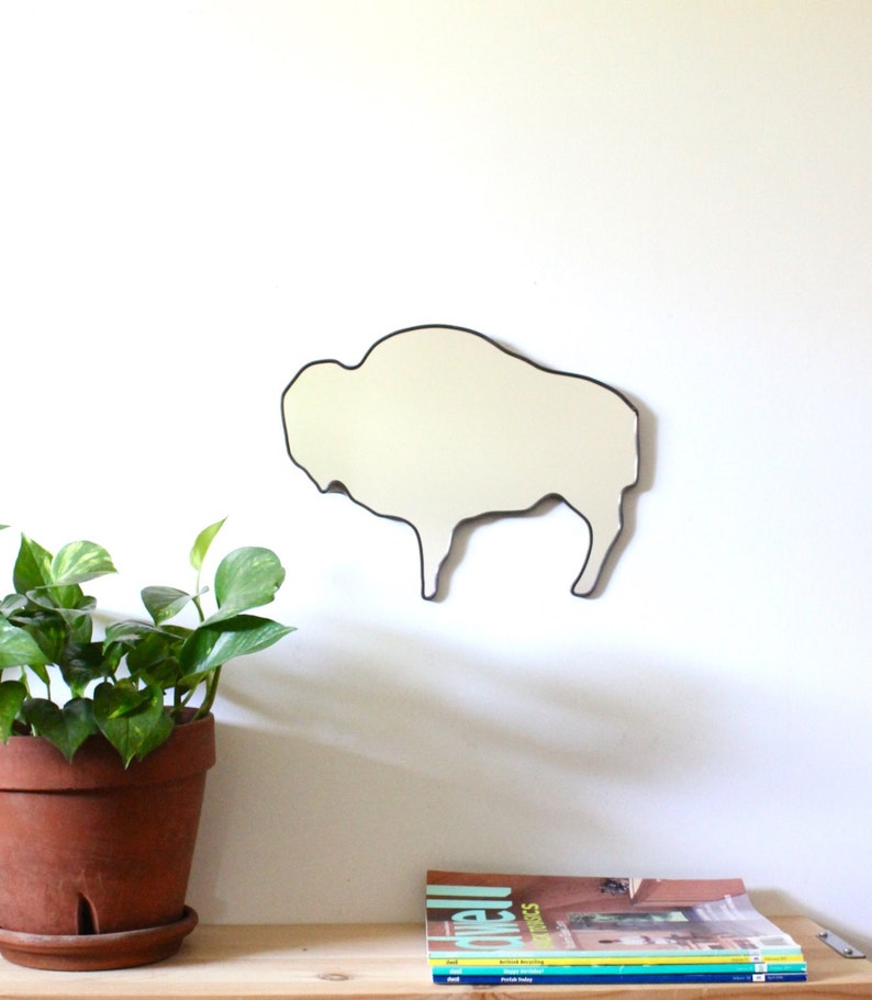 Buffalo Mirror Bison Wall Mirror Wall Art Cabin Hunting Lodge Decor South West Western image 1