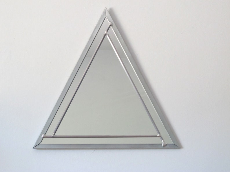 Triangle Wall Mirror Geometric / Handmade Wall Mirror Triangle Shaped Mirror Pyramid Art image 4