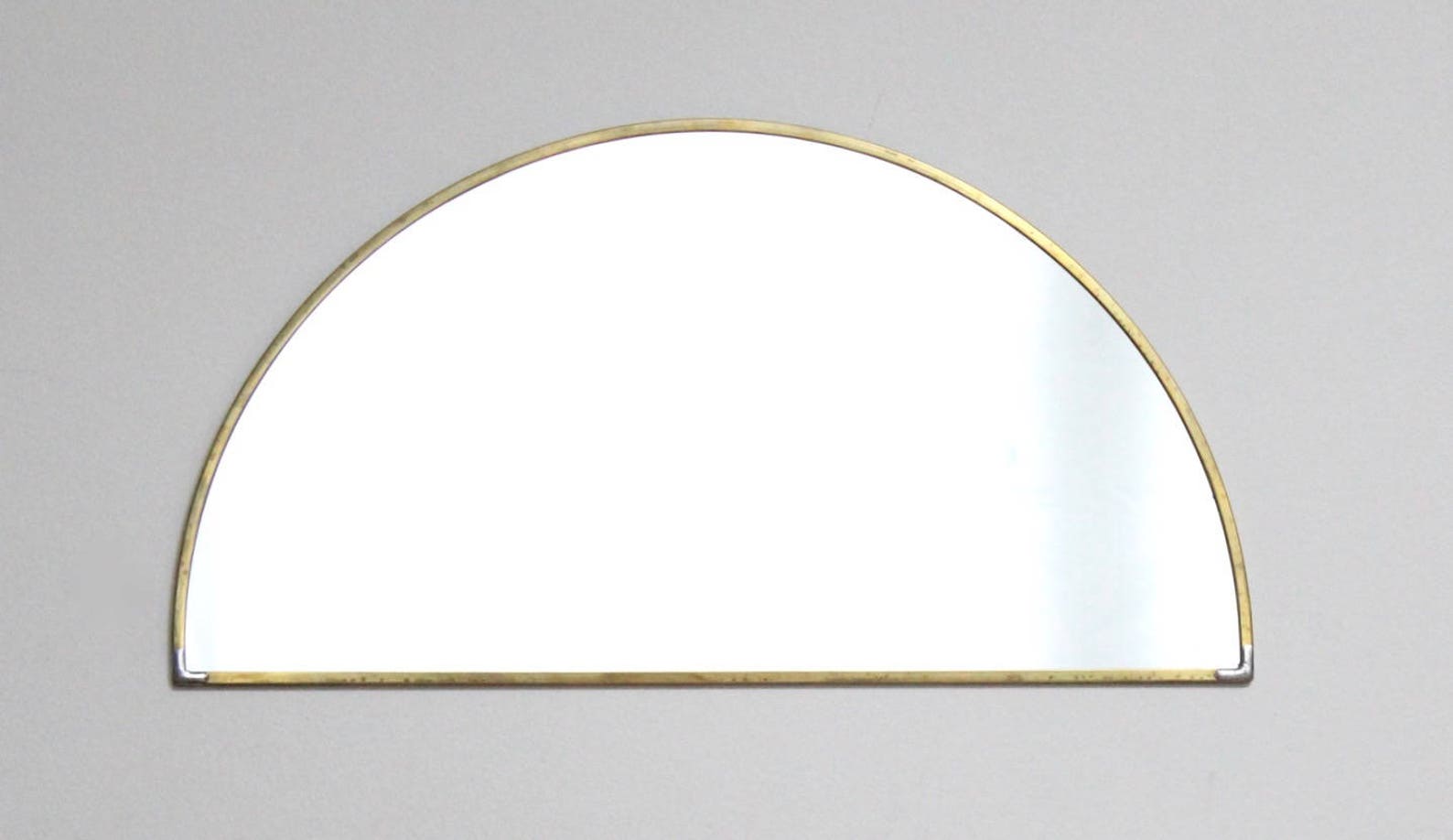 Half Circle Mirror Brass Border Handmade Wall Mirror Round Etsy