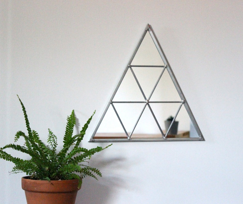Triangle Wall Mirror Geometric / Handmade Wall Mirror Triangle Shaped Mirror Traingles Miroir Drejeck image 2
