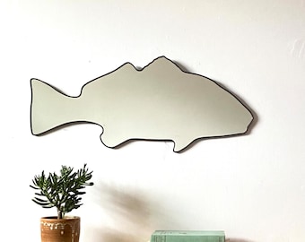 Redfish Mirror / Handmade Wall Mirror Art Shape Outline Beach Decor Red Drum Spottail Bass Spot Puppy Channel Fly Fishing Angling Angler