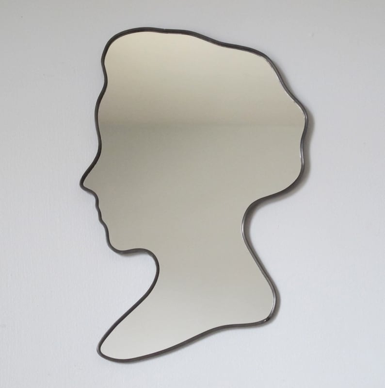 Cameo Bust Mirror / Handmade Wall Mirror Silhouette Outline Custom Female Profile image 2