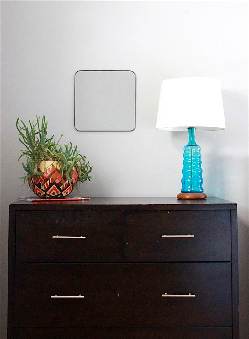 Square Wall Mirror with Rounded Corners Cube Shaped Plain Simple Accent Metal Lead Frame 14 image 3