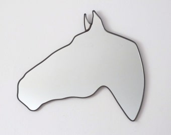 Horse Mirror Left / Handmade Wall Mirror Equestrian Cheval Pferd Caballo Modern Decor Stable Horse Shaped Wall Art