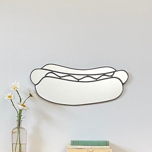 Hot Dog Wandspiegel Handgemaakte Hotdog Handgemaakte Spiegel Vormvormige Weiner Wall Art Chicago Dog Carolina Style Loodglas afbeelding 5