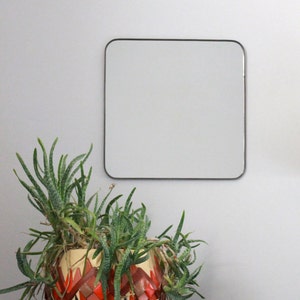 Square Wall Mirror with Rounded Corners Cube Shaped Plain Simple Accent Metal Lead Frame 14 image 4