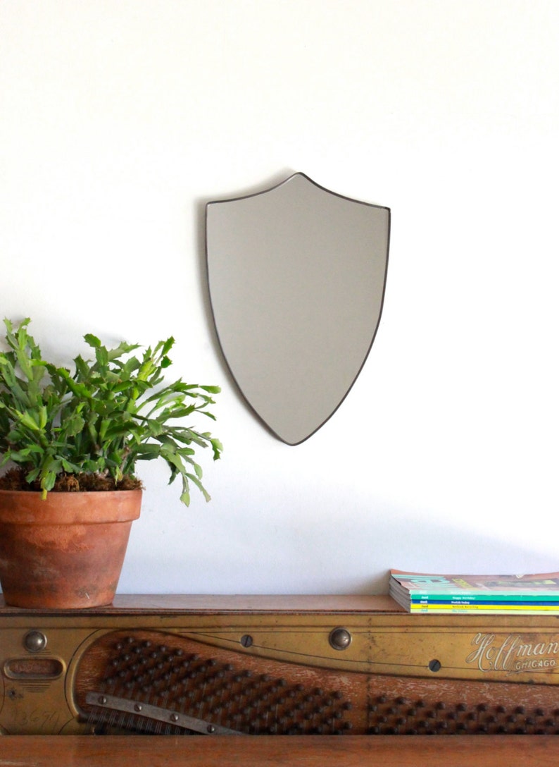 Shield Mirror Crest Mirror Handmade Mirror Wall Mirror Shape Wall Art Badge image 1