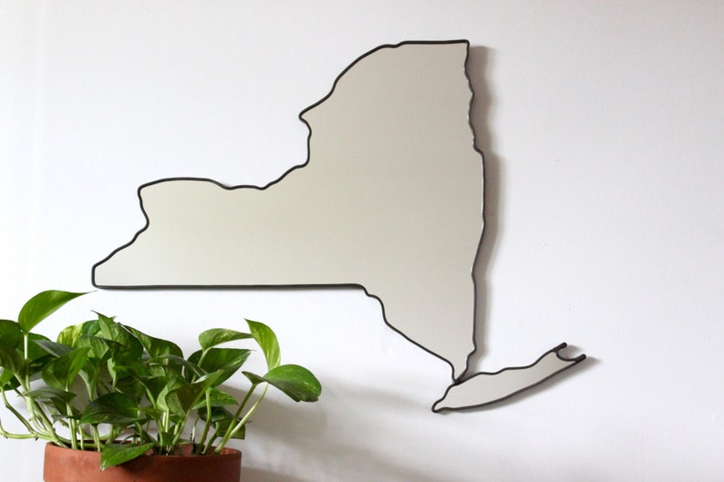 New York Mirror New York Wall Mirror State Outline Silhouette NY Shape Manhattan Brooklyn Art afbeelding 2