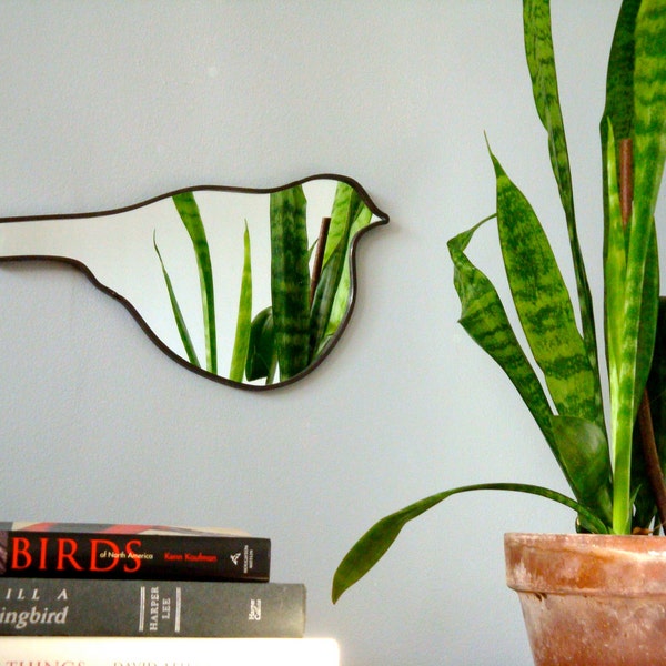 Bird Shaped Mirror / Handmade Wall Mirror Shape Outline Silhouette Wall Art Birdy 3