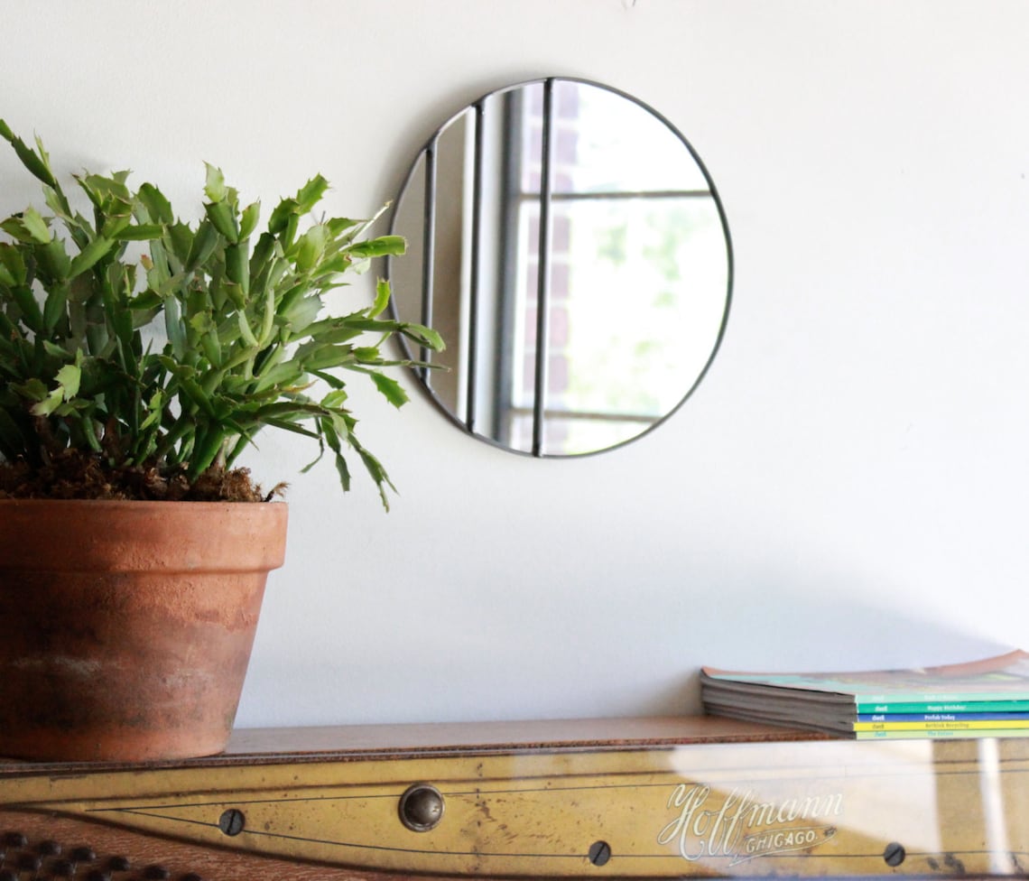 Circle Mirror Handmade Leaded Wall Mirror Round Mirror Oval Etsy