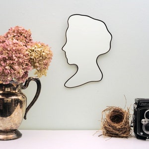 Cameo Bust Mirror / Handmade Wall Mirror Silhouette Outline Custom Female Profile image 1