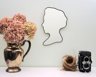 Cameo Bust Mirror / Handmade Wall Mirror Silhouette Outline Custom Female Profile