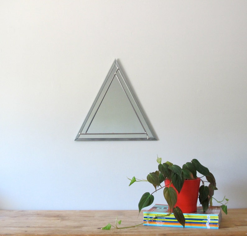 Triangle Wall Mirror Geometric / Handmade Wall Mirror Triangle Shaped Mirror Pyramid Art image 2