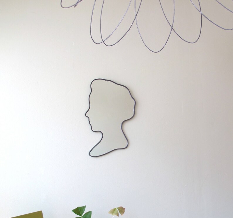 Cameo Bust Mirror / Handmade Wall Mirror Silhouette Outline Custom Female Profile image 5