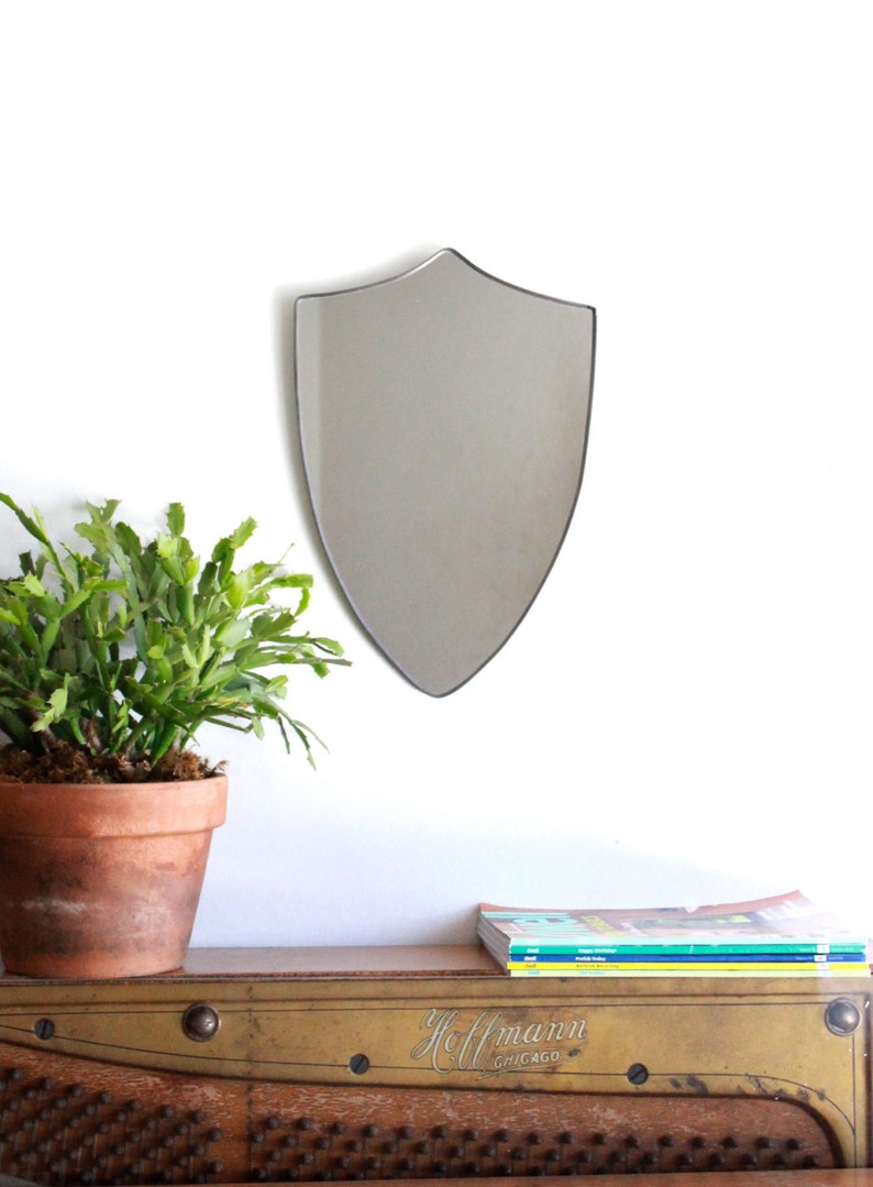 Shield Mirror Crest Mirror Handmade Mirror Wall Mirror Shape Wall Art Badge image 2