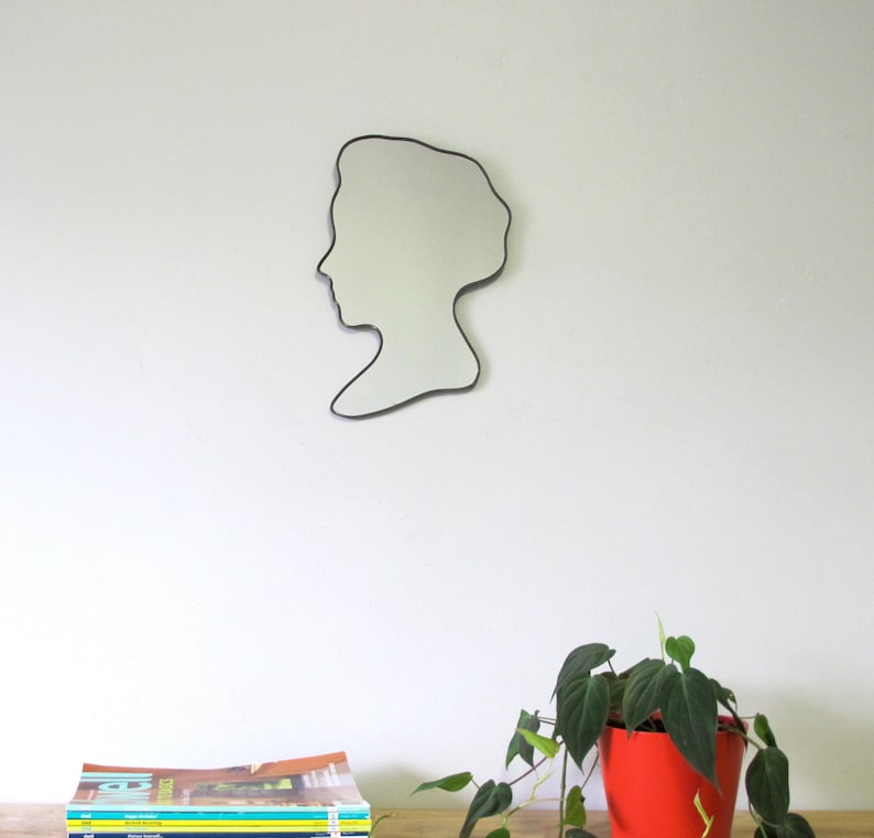 Cameo Bust Mirror / Handmade Wall Mirror Silhouette Outline Custom Female Profile image 3