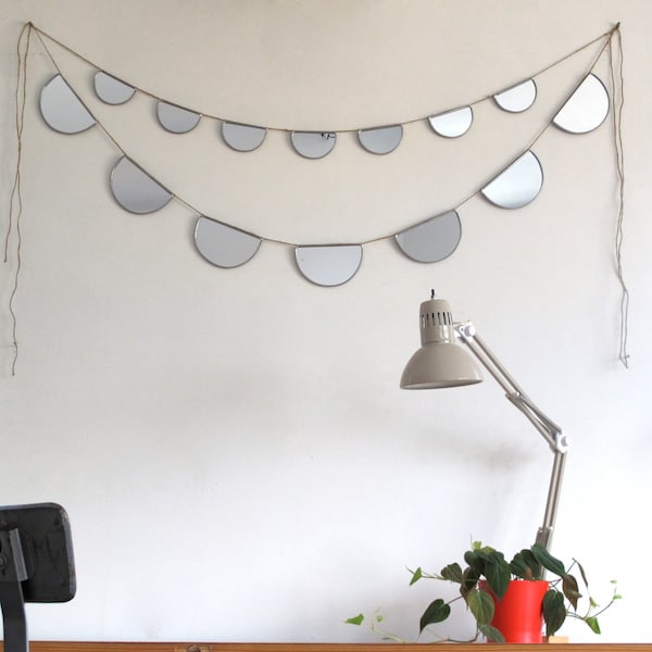 Espejo banderín pequeño semicírculo pancarta guirnalda hebra dormitorio decoración espejo acento espejo ammer espejo verderon espejo