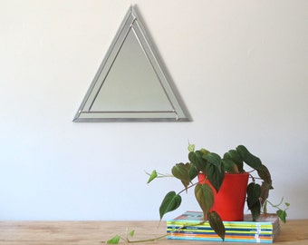 Triangle Wall Mirror Geometric / Handmade Wall Mirror Triangle Shaped Mirror Pyramid Art