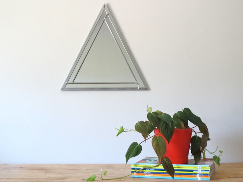Triangle Wall Mirror Geometric / Handmade Wall Mirror Triangle Shaped Mirror Pyramid Art image 1