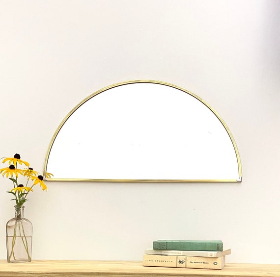 Half Circle Mirror Brass Border Handmade Wall Mirror Round Etsy UK