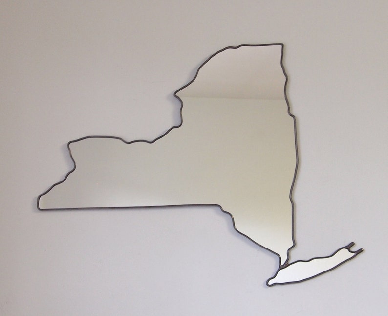 New York Mirror New York Wall Mirror State Outline Silhouette NY Shape Manhattan Brooklyn Art afbeelding 3