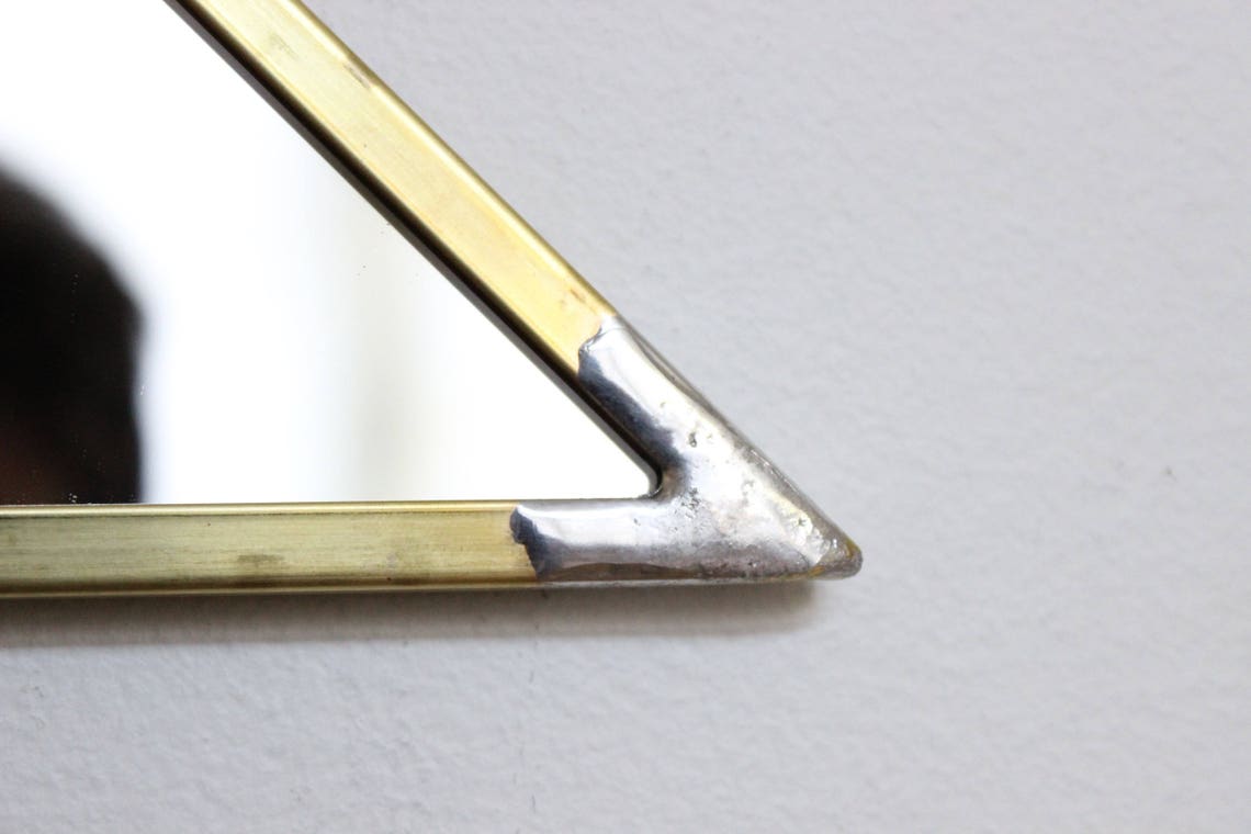 Triangle Mirror Brass Frame Handmade Wall Mirror Modern Wall | Etsy
