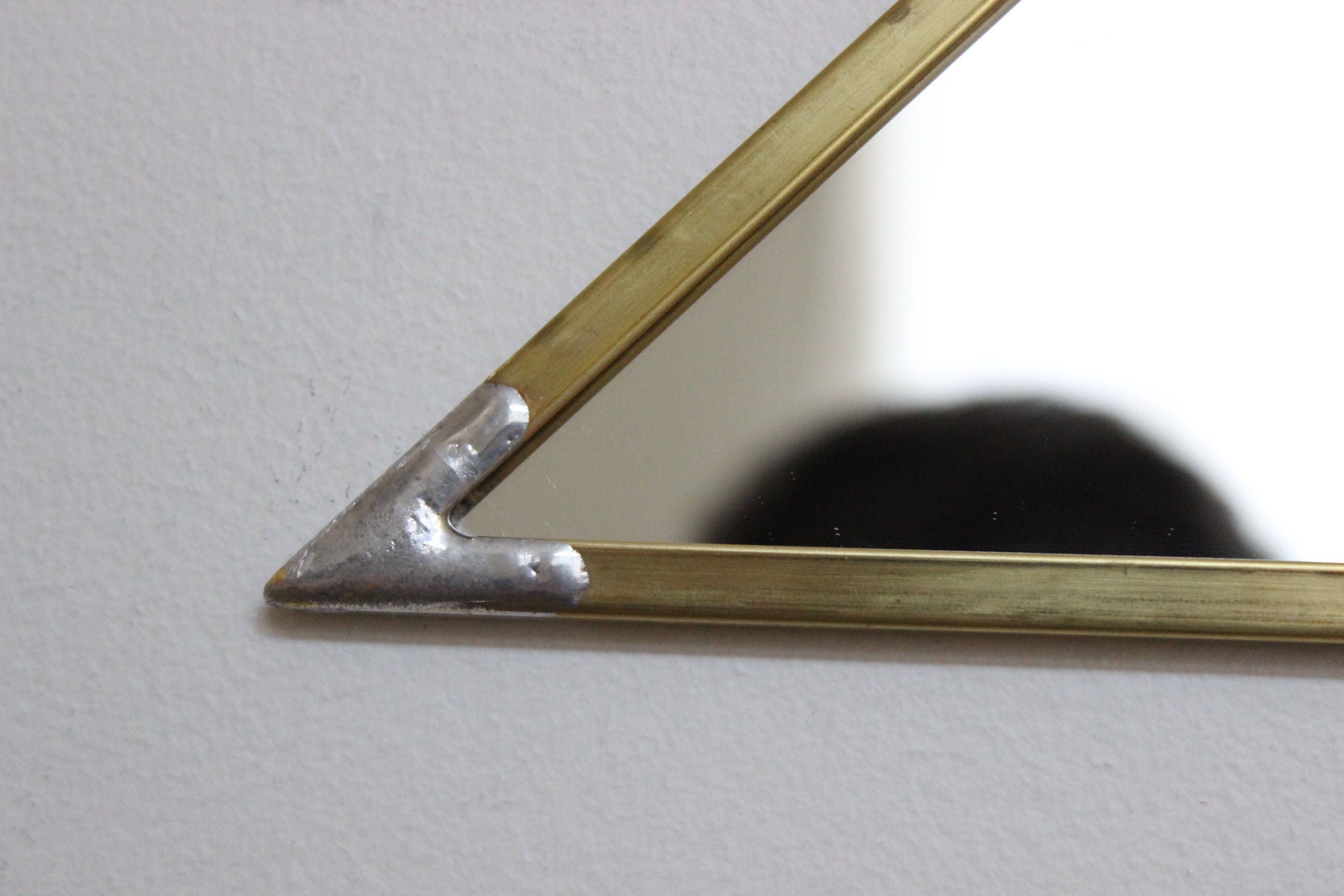Triangle Mirror Brass Frame Handmade Wall Mirror Modern Wall Etsy
