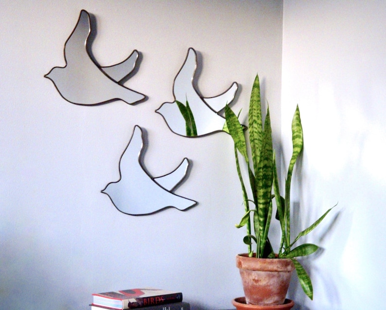 Bird Mirrors Trio of / Handmade Wall Mirrors Set of Three 3 Etsy
