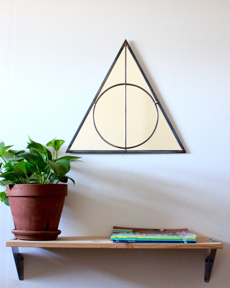 Triangle Circle Wall Mirror Geometric / Large Handmade Wall Mirror Pyramid image 1