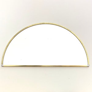 Half Circle Mirror Brass Border Handmade Wall Mirror Round Mirror Oval Modern Gold Metal Frame Flux Glass Etsy TV Television Commercial image 3