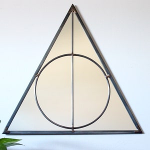 Triangle Circle Wall Mirror Geometric / Large Handmade Wall Mirror Pyramid image 2