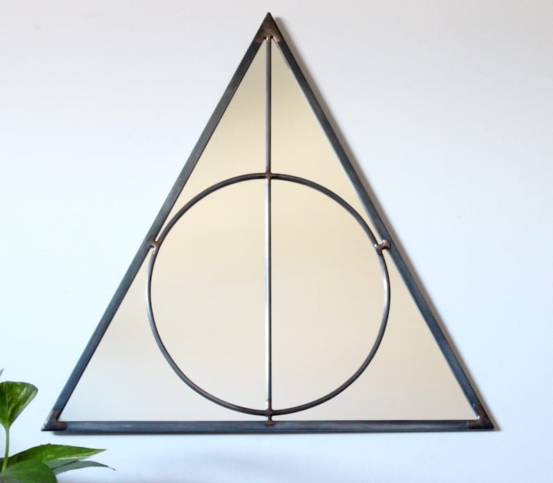 Triangle Circle Wall Mirror Geometric / Large Handmade Wall Mirror Pyramid image 2