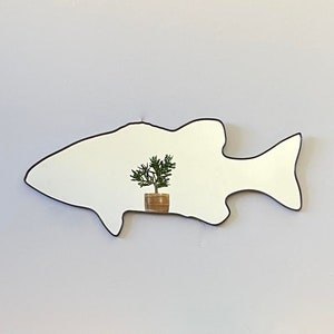 Smallmouth Bass Mirror / Handmade Wall Mirror Art Shape Outline Fly Fishing Angling Gift For Angler Fisherman Lake House Decor Cabin image 2