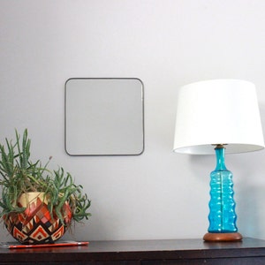 Square Wall Mirror with Rounded Corners Cube Shaped Plain Simple Accent Metal Lead Frame 14 image 2