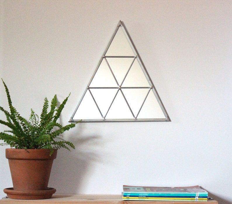 Triangle Wall Mirror Geometric / Handmade Wall Mirror Triangle Shaped Mirror Traingles Miroir Drejeck image 4