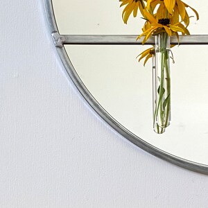 Circle Mirror Plant Propagator Handmade 18 Round Wall Mirror Modern Silver Metal Frame Flux Glass House Plant Flower Vase Propagation image 4