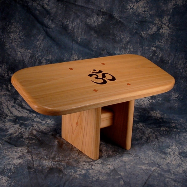 Seiza style meditation stool with the OM symbol - Yoga meditation bench - Free shipping)