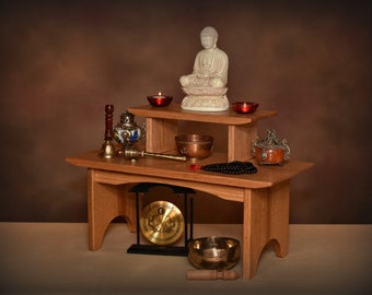 Oak Buddhist meditation altar - shrine with a removable pedestal  (FREE SHIPPING).