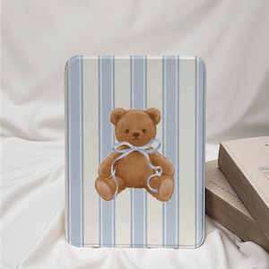 Cute Bear Stripe Kindle Paperwhite 12th 7&quot; Case, All New Kindle Colorsoft Case, Paperwhite 11th 6.8 Cover, Kindle 12th 2024, Kindle 6&quot;case