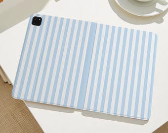 Blue Stripes iPad Case Cover For iPad Air 4/5,iPad 10/9/8,iPad 9.7" 10.2" 10.9" 11" 12.9'' 13'' inch,iPad Mini iPad 2025 2024 2022 Pro Case