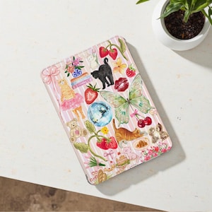 Animal Strawberry Collage iPad Case with Pencil Holder Cover for iPad 11/10/9/8 Gen Air 7/6/5 iPad 13&quot; 11&quot; 10.9&quot; Pro 12.9 Inch iPad Mini 6/7