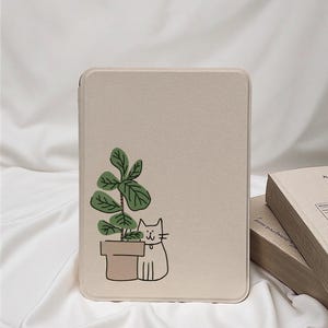 Green Plants Cat Kindle Paperwhite 12th 7&quot; Case, All New Kindle Colorsoft Case, Paperwhite 11th 6.8 Cover, Kindle 12th 2024, Kindle 6&quot;case