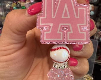 Pink LA Dodger sign badge reel